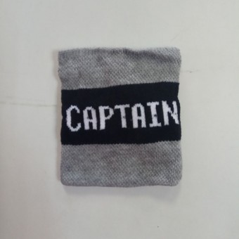 Капитанская повязка "Captain" на липучке серо-черная