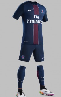 Форма игрока футбольного клуба ПСЖ Златан Ибрагимович (Zlatan Ibrahimovic) 2016/2017 (комплект: футболка + шорты + гетры)